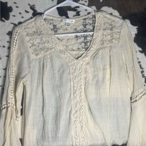 Boho Cream Lace Detail Top
